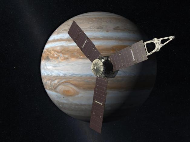 Die Illustration der Nasa aus dem Jahr 2010 zeigt die Sonde „Juno“ vor dem Planeten Jupiter.