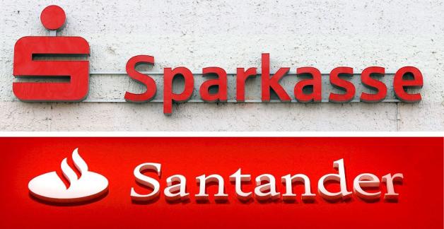 Farbton HKS 13 (Sparkasse) gegen Farbton HKS 14 (Santander): Der Streit um das Rot geht weiter.
