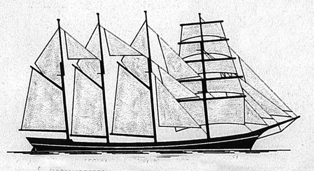 Eine Barkentine wird auch als Schoner bezeichnet. Das Schiff hat drei oder vier Masten. Bei einer Barkentine führt nur der erste Mast im Unterschied zur Bark Rahsegel.