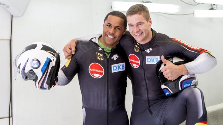 Haben sich mehrere Podiumsplatzierungen im Weltcup als Ziel gesetzt: Bob-Anschieber Joshua Bluhm (links) und sein Pilot Johannes Lochner. 