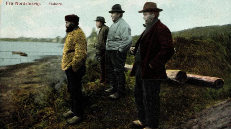 Postkarte mit Männern von Nordschleswig, ca. 1917. Die Sprache ist geblieben.