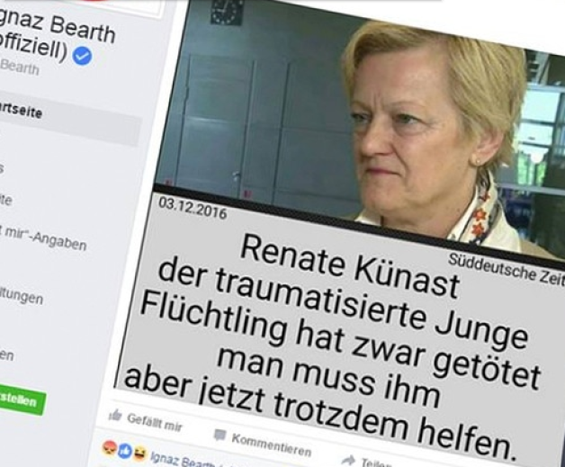Fake News: Diese per Facebook verbreitete Aussage hat Renate Künast von den Grünen nie gemacht.