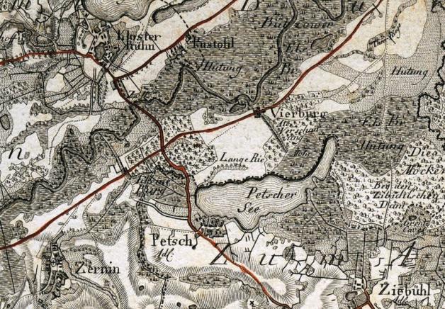 Auf der Karte von 1796 sind noch zwei Burgen auf der Gemarkung Bützow zu finden: Vierburg und filene Burg (kleine) an der Peetscher Kreuzung. Die Vierburg war aus Sicht des Rathauses die vorderste Burg, daher die Bezeichnung Vorburg.
