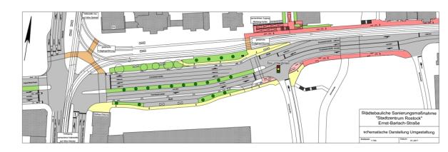 Fast drei Jahre lang haben alle Beteiligten den Umbau der Rostocker Steintor-Kreuzung geplant, um den Knotenpunkt für alle Verkehrsteilnehmer sicherer zu machen. Grafik: Hansestadt Rostock Fast drei Jahre lang haben alle Beteiligten den Umbau der Rostocker Steintor-Kreuzung geplant, um den Knotenpunkt für alle Verkehrsteilnehmer sicherer zu machen. Grafik: Hansestadt Rostock