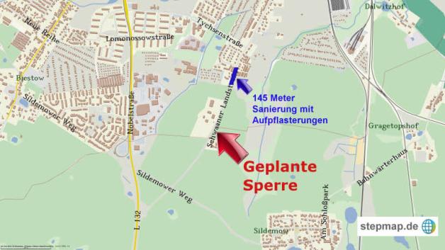 Sildemow hatte die Sperre auf Höhe des Reiterhofs 2012 erfolgreich beklagt. Sildemow hatte die Sperre auf Höhe des Reiterhofs 2012 erfolgreich beklagt.