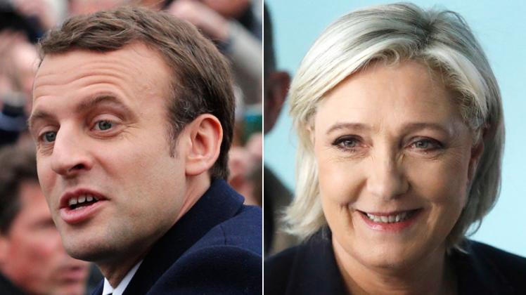 Mitte-Links-Politiker Emmanuel Macron und die Rechtspopulistin Marine Le Pen