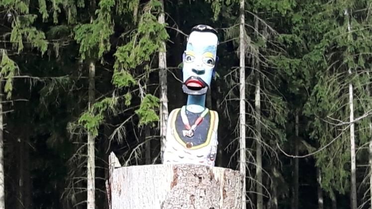 Diese mysteriöse Figur schaut zwischen Bützow und Tarnow auf die vorbeifahrenden Menschen. Wo kommt sie her?   
