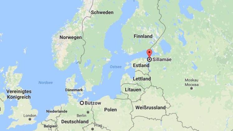 Von Bützow nach Sillamäe reist heute eine Delegation.   Grafik: google maps 