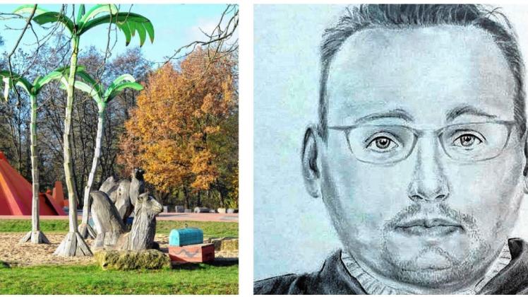 Der Tatort und das Phantombild, mit dem der Täter in Schwerin und in der Sendung „Aktenzeichen XY“ gesucht wurde. Fotos: Archiv