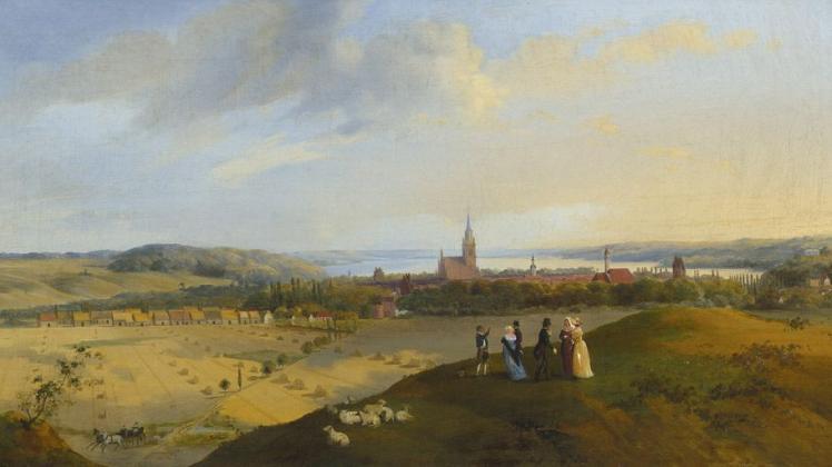Der Neubrandenburger Maler Henry Stoll schuf 1840 diese Ansicht vom Datzeberg auf Neubrandenburg.  Repro: Borth 