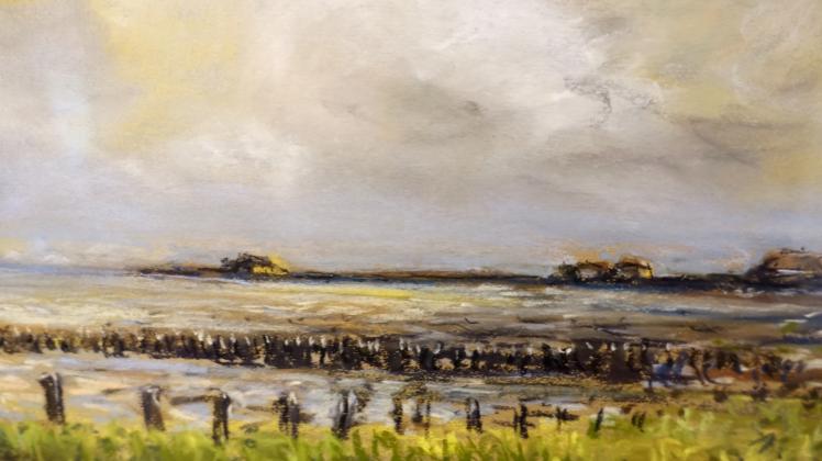 „Elbmarsch“ lautet der Titel des Pastellbildes von Peter Schoettler.  
