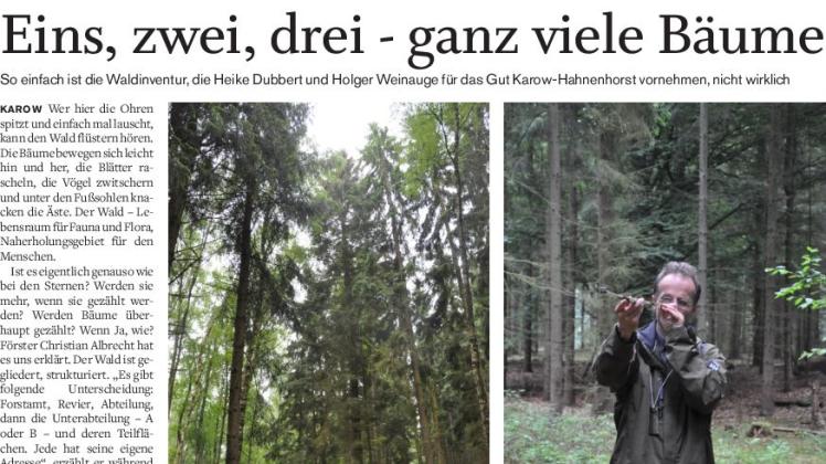 Im vergangenen Sommer erschien der SVZ-Artikel zum Auftakt der Waldinventur beim Gut Karow. 