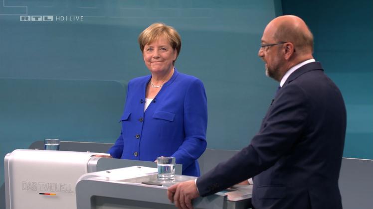 Am Ende steht es für die Kontrahenten Angela Merkel (CDU) und Martin Schulz (SPD) 1:1.