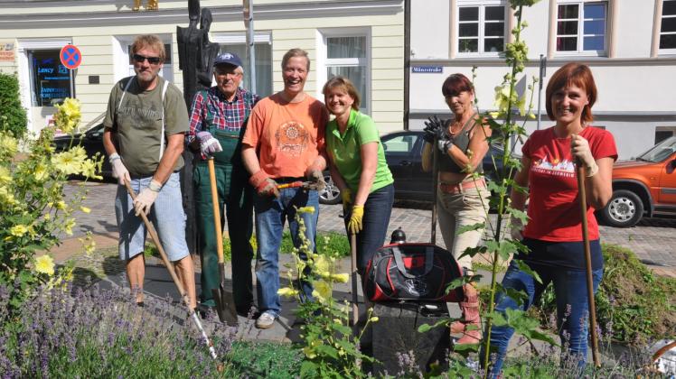 Gemeinsammacht Gartenarbeit mehr Spaß: Mitglieder des Gartensommervereins brachten in diesem Jahr wieder den Taschengarten in der Münzstraße auf Vordermann.