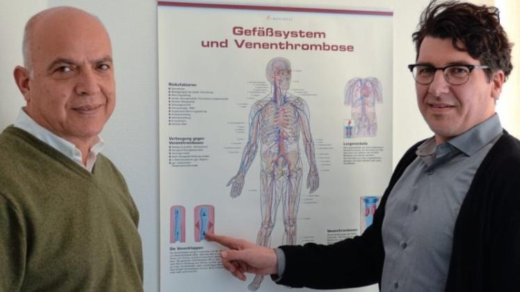 Wechsel in der Gefäßchirurgie-Praxis im Ganderkeseer Mierke-Haus: Dr. Khaled Marji (links) geht, Dr. Gunter Müller-Glewe übernimmt. 