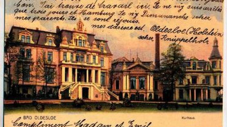  Ein Herr Knüppelholz schickte 1905 diese Postkarte mit dem  Kurhaus in französischer Sprache nach Belgien.