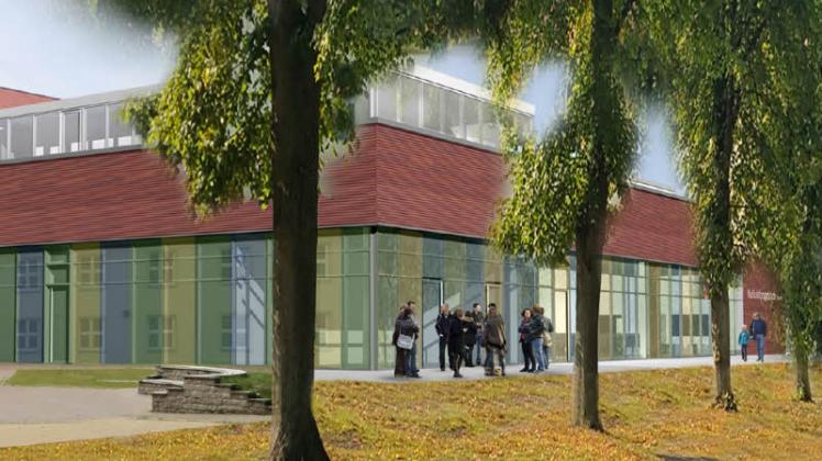 So soll der Schwaaner Campus aussehen. Der vorhanden Baumbestand kann erhalten bleiben.   Grafik: ARc hiv/aib Bauplanung  