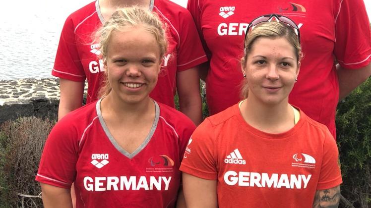 Was für ein Auftakt in Dublin für Denise Grahl (rechts): Europameisterin über 50 Meter Schmetterling! Katherina Rösler (links) wurde Sechste. 