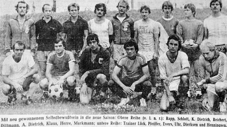 Das Mannschaftsfoto der Saison 1977/78, damals veröffentlicht im Flensburger Tageblatt.