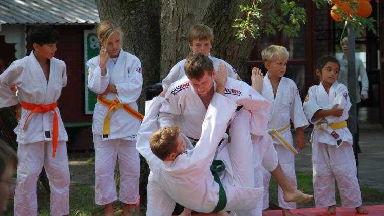 Action pur: Der Judo-Klub Elmshorn präsentiert verschiedene Kampfsportarten. 