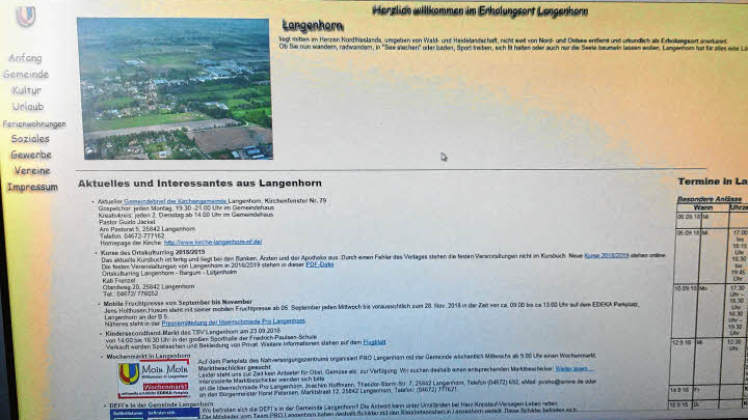 So sieht die Homepage der Gemeinde Langenhorn derzeit aus.