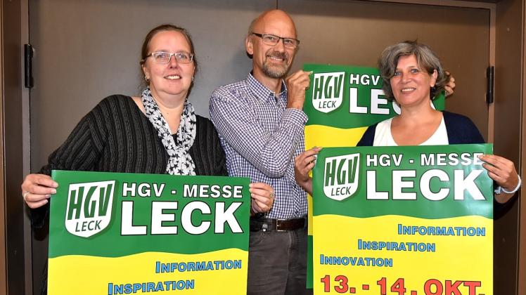Das Messeteam: Sabine Schwarz, Peter Erichsen und Anja Neumann (von links) bereiten die HGV-Schau am 13. und 14. Oktober vor.