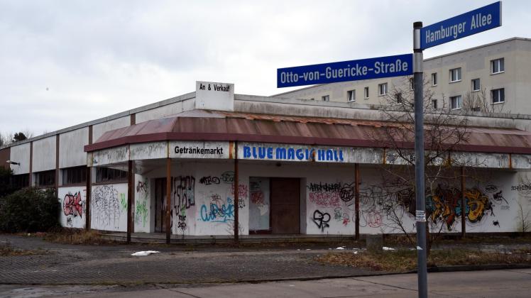 Die ehemalige Kaufhalle in der Otto-von-Guericke-Straße 