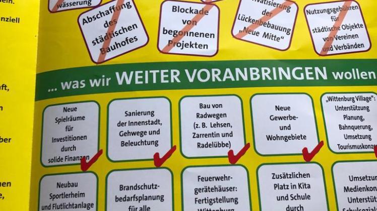 Zu diesem Flyer fordert die CDU Wittenburg nun eine Stellungnahme. Es seien damit „Unwahrheiten“ verbreitet worden.  Repro: Role 