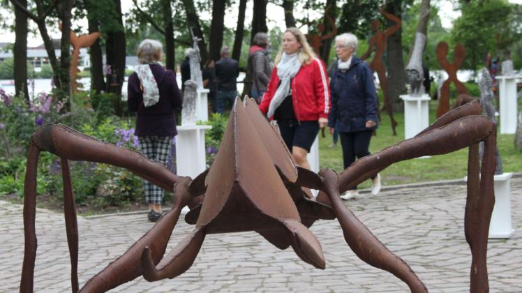 Die riesige Ameise war eines der ungewöhnlichen Kunstobjekte, die im Rahmen des Skulpturenparks auf der Schlossinsel gezeigt wurden.