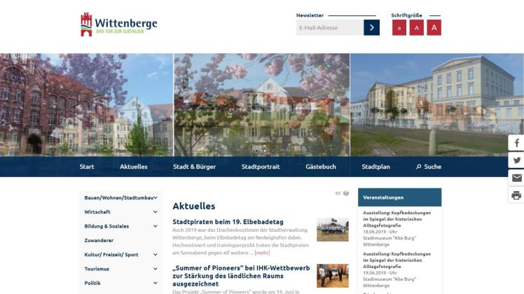Wittenberge.de erscheint seit dieser Woche in einer neuen Optik und in neuen Farben. Grafik: Screenshot Paul Grotenburg  