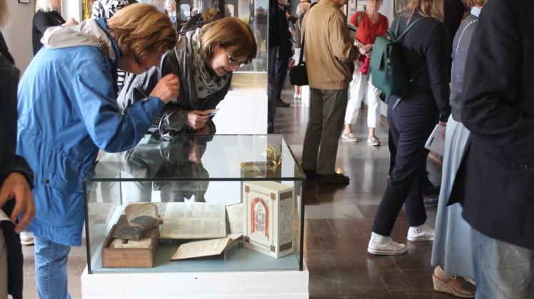 Interessiert und neugierig begutachten die Besucher bei der Eröffnung des Sommermuseums die Exponate.