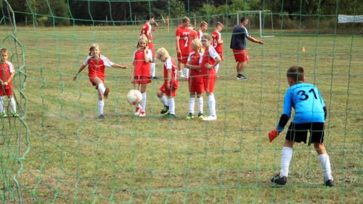 Rot-Weiß-Fußballnachwuchs in Ziegendorf trainiert