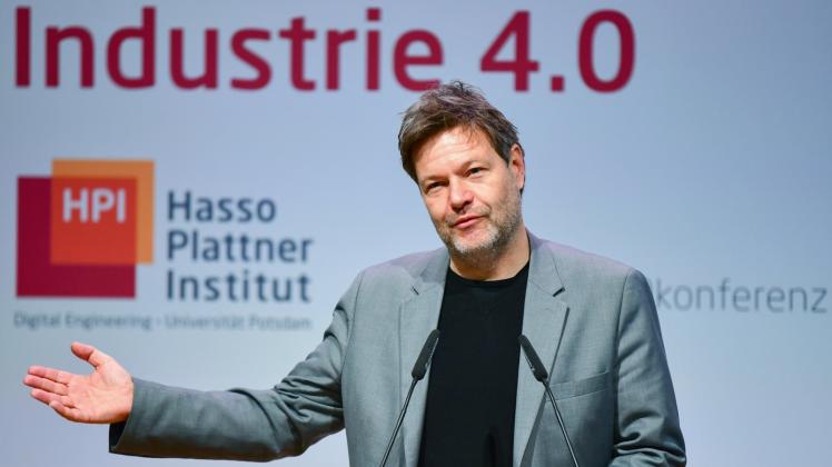 Robert Habeck, Bundesvorsitzender der Grünen, spricht auf der Industrie 4.0-Konferenz des Hasso-Plattner-Instituts.
