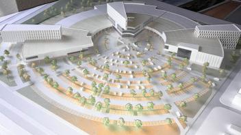 Begrünte Parkplätze, Wohnungen, Solardächer und CO2-neutral – so soll das Mega-Schwerino aussehen. 