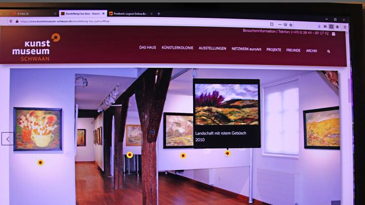 Museumsbesuch zu Corona-Zeiten: So sieht ein virtueller Blick in die Ausstellung von Lisa Jürß in der Kunstmühle Schwaan aus. 