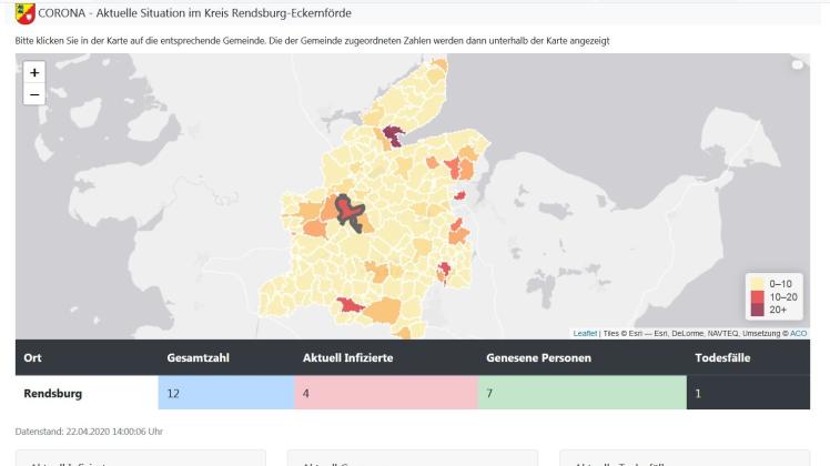 Corona-Dashboard: Im Internet stellt der Kreis Rendsburg-Eckernförde aktuelle Covid19-Zahlen, auf die Gemeinden runtergebrochen, zur Verfügung. 