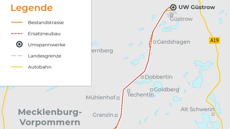 Bei Gerdshagen soll die Stromtrasse etwas weg von der Besiedlung verlaufen. 
