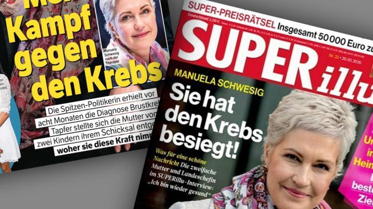 Manuela Schwesig ziert die Titelbilder diverser Zeitschriften. Collage: hame 