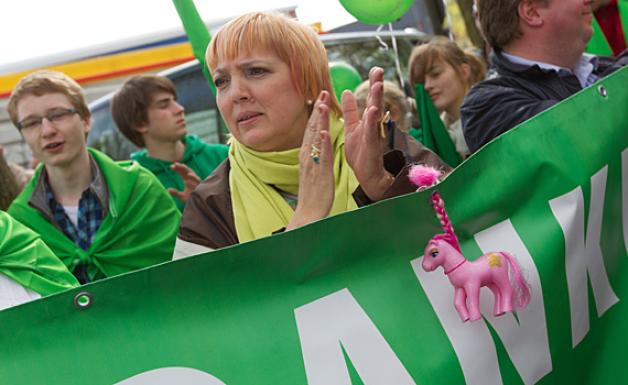Auch die Grünen-Bundesvorsitzende Claudia Roth demonstrierte in Neumünster. Foto: Dewanger