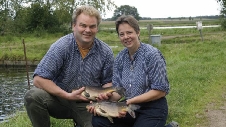 Auf ihrem Hof bieten die Fischwirte Jürgen und Ursula Knutzen aus Hohenlockstedt frischen Karpfen an. 