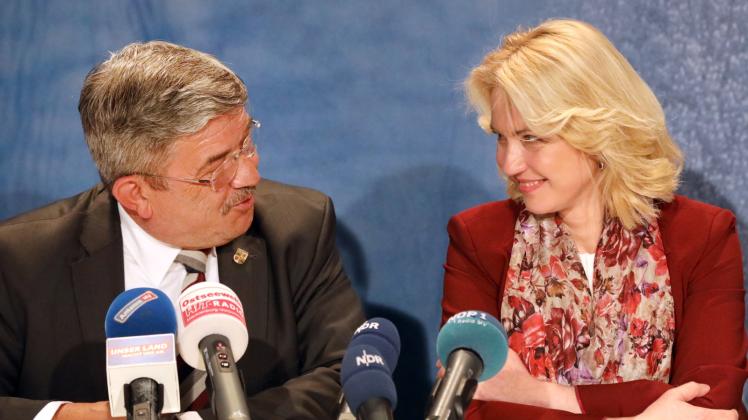 Ministerpräsidentin Manuela Schwesig und Innenminister Lorenz Caffier.