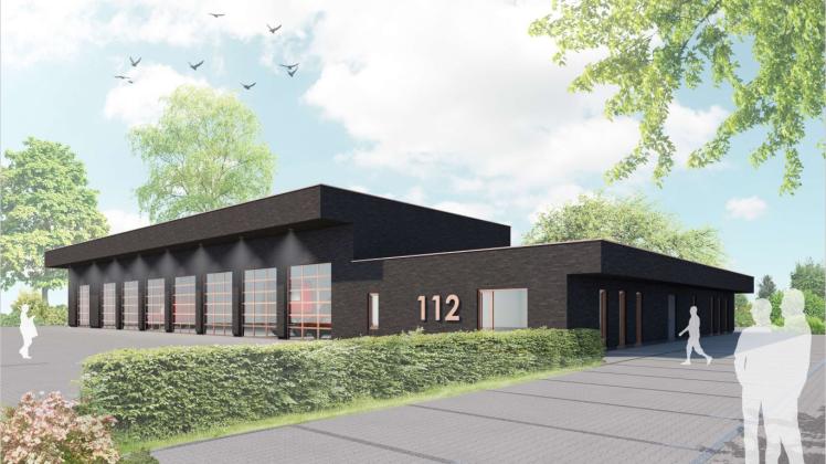 So soll das Feuerwehrhaus mit Verblendmauerwerk in Rehna aussehen. Zeichnung: Dipl.-Ing. Architekt E. Schneekloth + Partner  
