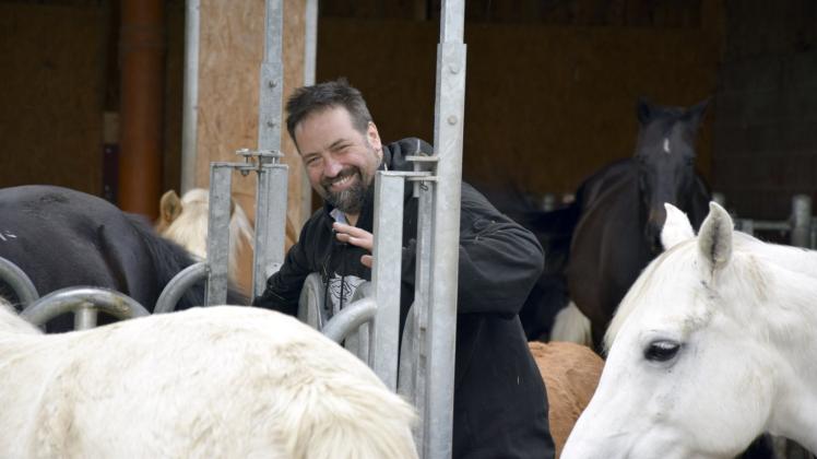 Landwirt Holger Hennies hält auch Pferde. Die müssen regelmäßig gefüttert werden, jeden Tag 