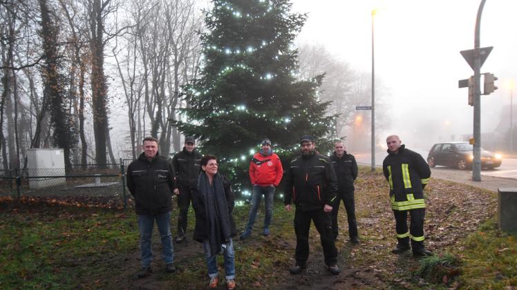 Sorgen gemeinsam für weihnachtliche Stimmung: Vertreter der Lützower Vereine, Betriebe und des Amtes. 