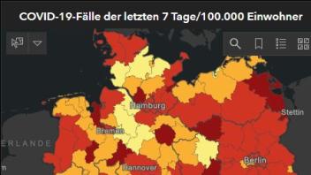 Viel Rot in SH – im Deutschlandvergleich kam der Norden in der Pandemie schon einmal besser davon. 