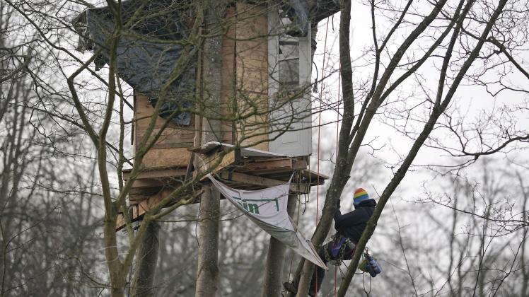 Offenbar wurde auch an Bäumen gesägt, auf die sich Baumhäuser mit Personen darin stützten.