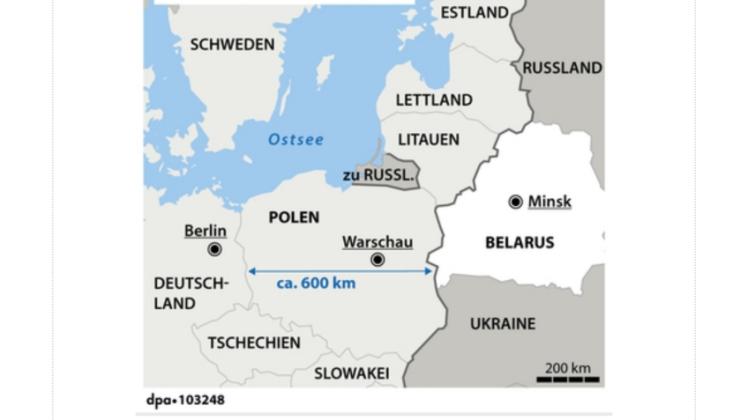 Über die „Belarus-Route“ sind seit dem Sommer tausende Migranten nach Brandenburg gekommen. Grafik: dpa/J. Reschke 
