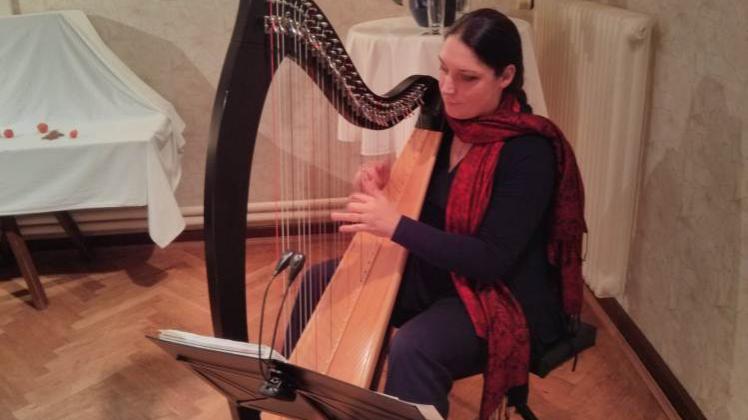 Sorgte für musikalische Unterhaltung: Michaela von Karger an der keltischen Harfe.   