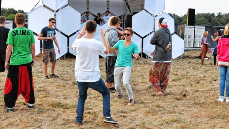 Spaß an der Musik, aber auch viel Platz zum Tanzen: Das erste  "Moonstep"-Festival in Pinnow ging über 16 Stunden.Mett (2)