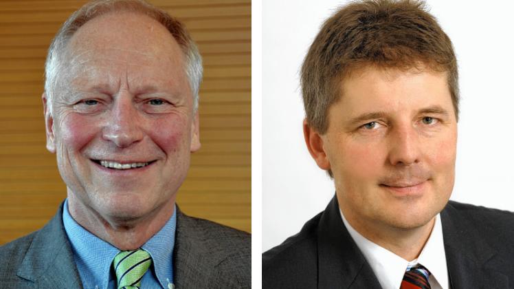 Sie kritisieren die Leitlinien: IHK-Chef Andreas Sturmowski und Christian Weiß von Rostock Business NNN